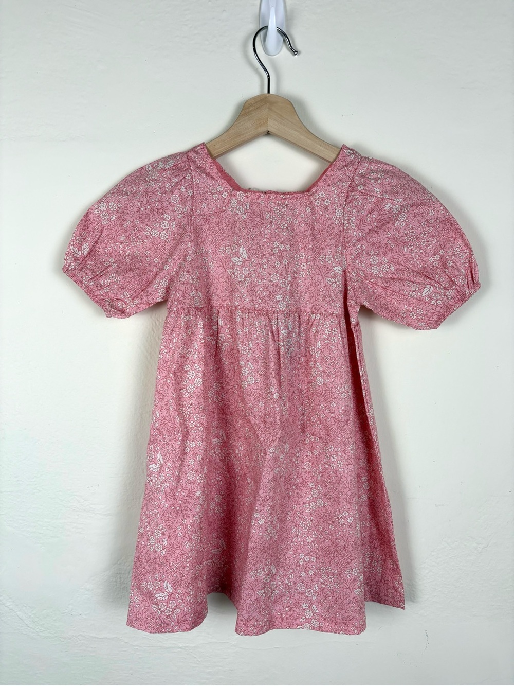 NWT Rabbit + Bear Girls 4 Organic Cotton Pink Floral Puff Sleeve Empire Dress⁠